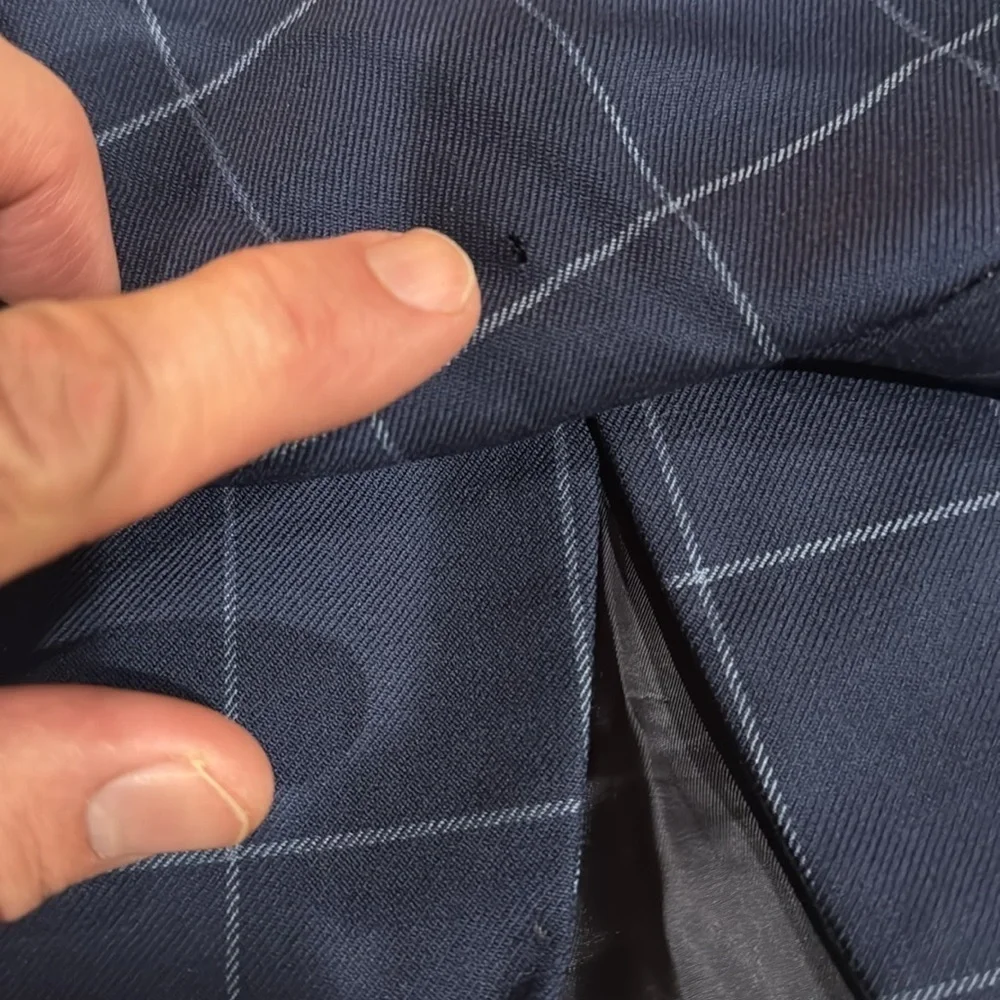 Brooks Brothers Saxon Navy Windowpane Blazer 100% Wool‎ 46R